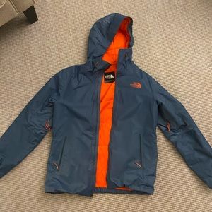Mens Blue north face hooded ski jacket